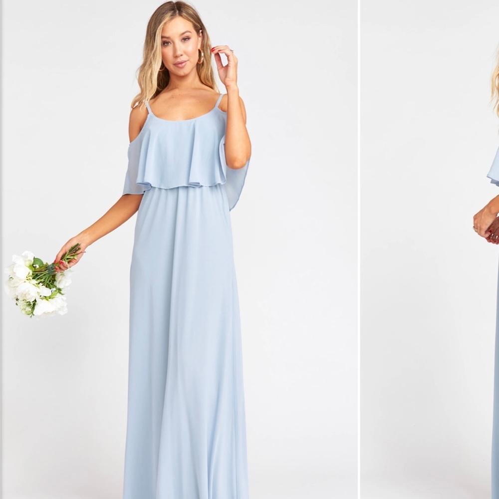 Show Me Your Mumu Caitlin Ruffle Dress - Steel Blue Chiffon